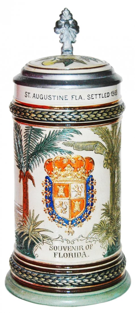St Augustine Alligator Handle w Inlay Lid Stein (1 of 1)