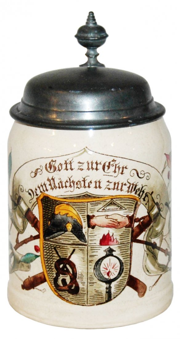 Fireman Shield Mettlach PUG Stein (1 of 1)