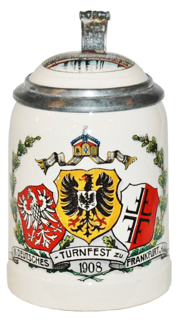 4F Frankfurt Turnfest Mettlach Stein w Inlay Lid (1 of 1)