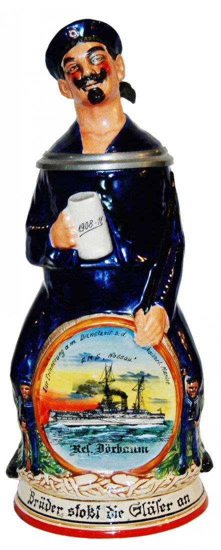 Regimental Naval Character Stein Sailor on Barrel