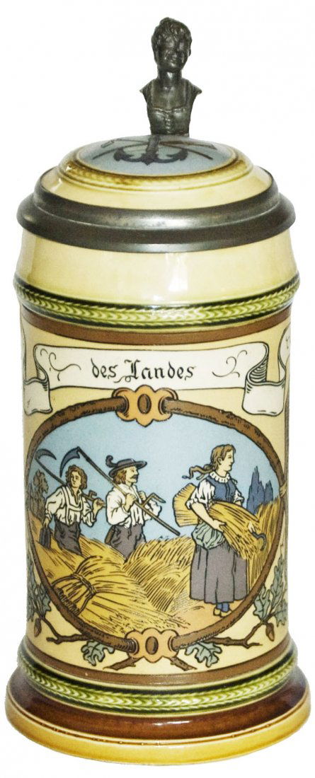 Mettlach Farming Hunting Fishing  Scenes Stein (1 of 1)