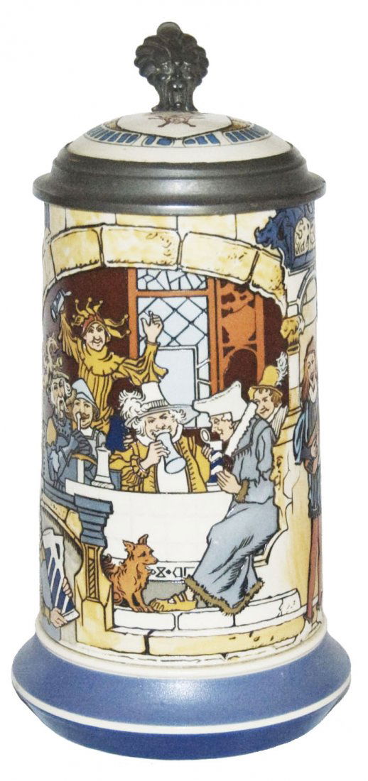 Schlitt Castle Carnival Mettlach Stein w Inlay Lid (1 of 1)