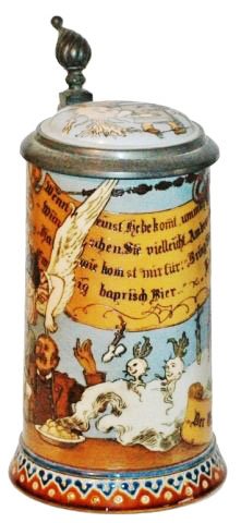 Schlitt Winged Barmaid w Man Mettlach Stein (1 of 4)