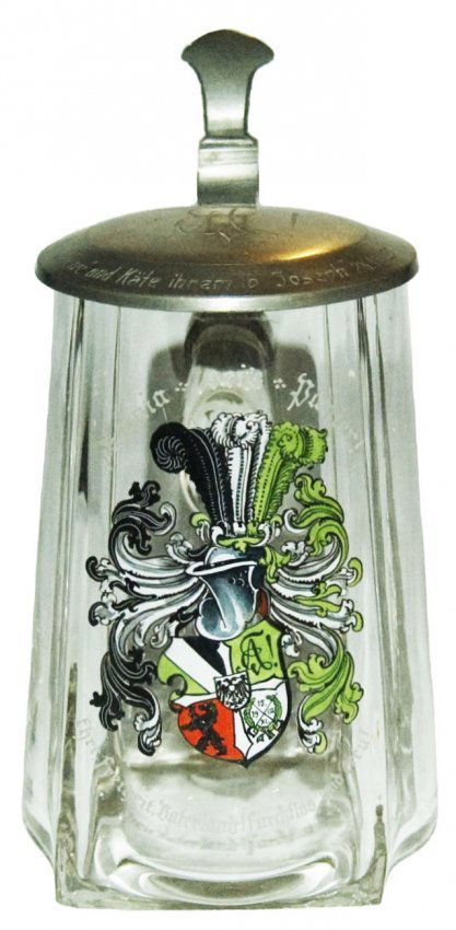 Dueling Fraternal Shield  Glass Stein w Engraving (1 of 1)