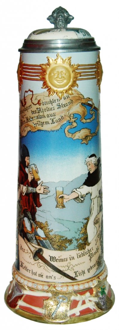 Schlitt 4L Crusaders Large Mettlach Stein w Inlay (1 of 3)