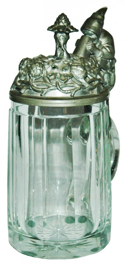 Facet Glass Stein wElaborate Lid w Dwarf Thumblift