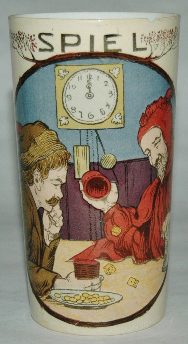 Spiel Devil Gambling w Dice Mettlach Beaker (1 of 1)