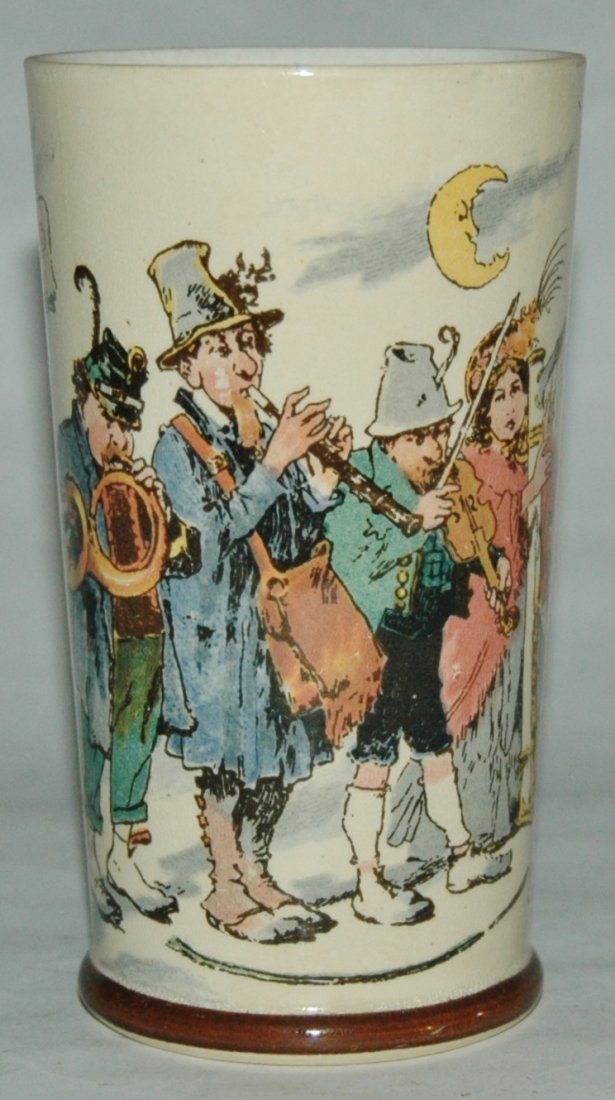 Musicians Schlitt Mettlach Beaker: Mettlach #2368/1109 PUG 1/4L Beaker. Musicians. Schlitt. Mint.