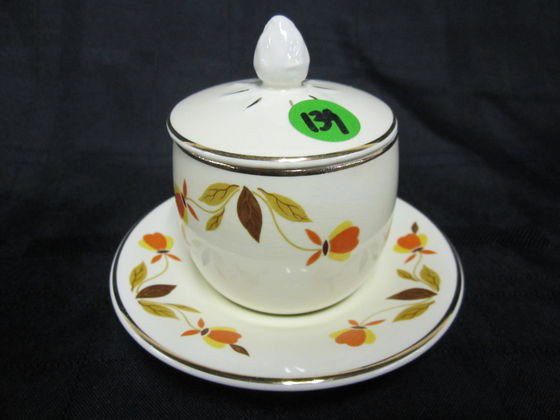 Hall Autumn Leaf 4" Jam Jar & Underplate: Excellent condition, No Chips, Cracks, or repairs