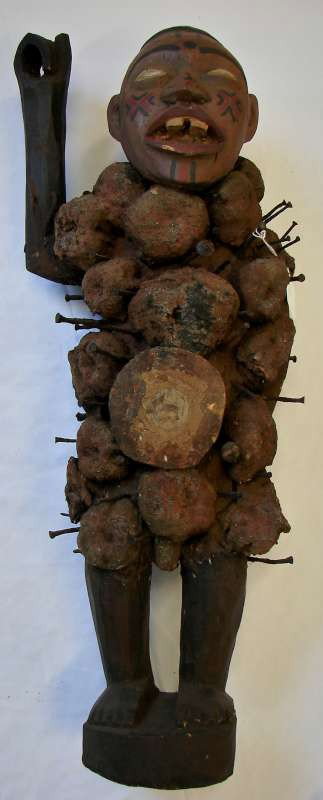 Nkisi Nail Fetish: Nail Fetish from the Nkisi tribe. 34" height by 13" width.
