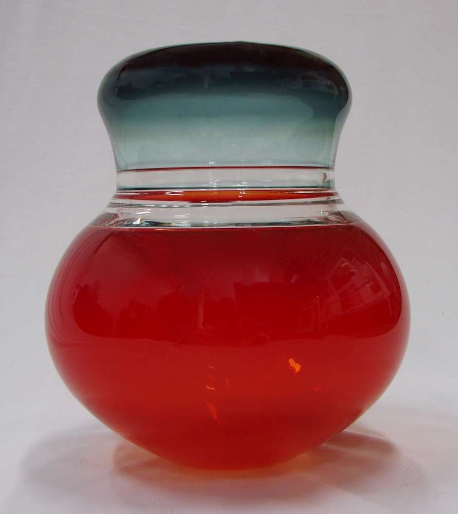 Sonja Blomdahl Incalmo Vase: Blomdahl, Sonja (American, 20th Century) Untitled (Glass Vessel) Incalmo technique blown art glass vessel measuring 11" height and 10" diameter. Signed "Sonja" and numbered "B10997".