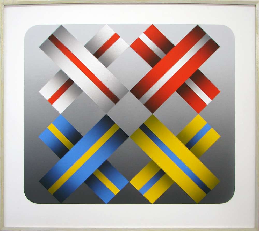 Marko Spalatin Oil Painting "Quartet I": Spalatin, Marco (American, 1945 - ). "Quartet I" Oil painting on canvas. 36 1/2" height by 40 1/2" width. Signed and titled upon the back.