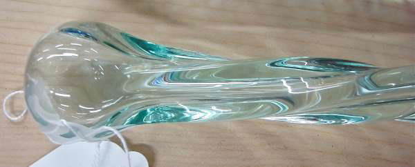 Glass Walking Stick or Cane Exceptional Clear Cryst: Glass cane or walking stick, American, circa 1900. 54" clear cane with elegant tapering and twisted form, tiny chip at tip. The photographs include two photographs of all of the canes that we are auct