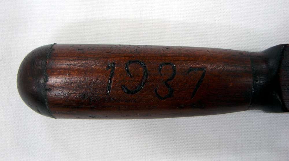 Folk Art Cane / Walking Stick with Carved Puzzle Balls: Folk Art Cane / Walking Stick with Carved Puzzle Balls. 1937 on handle. 32" height.