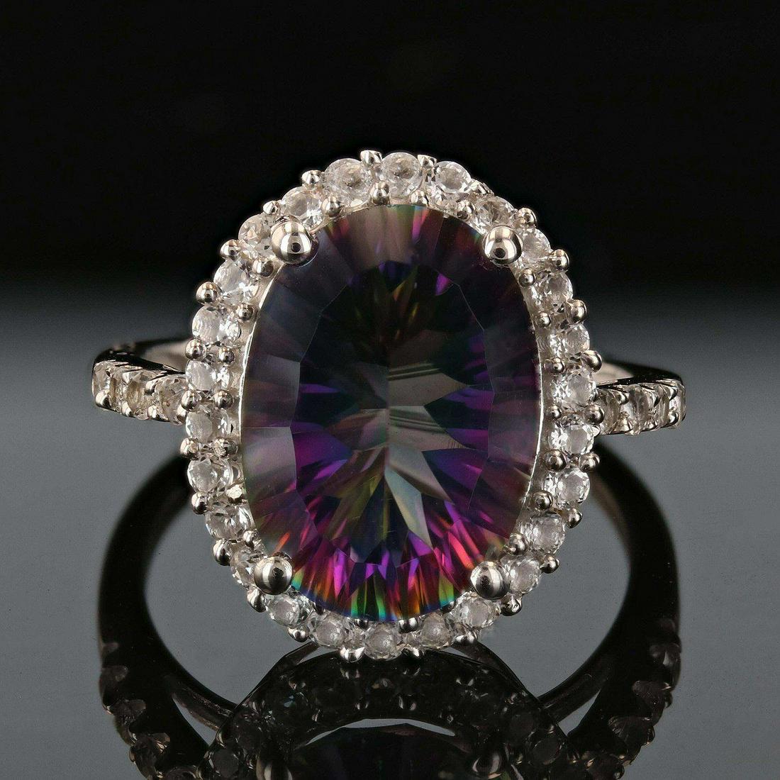 4.92ct Oval Mystic Quartz and 1.46ctw Topaz Ring (1 of 4)