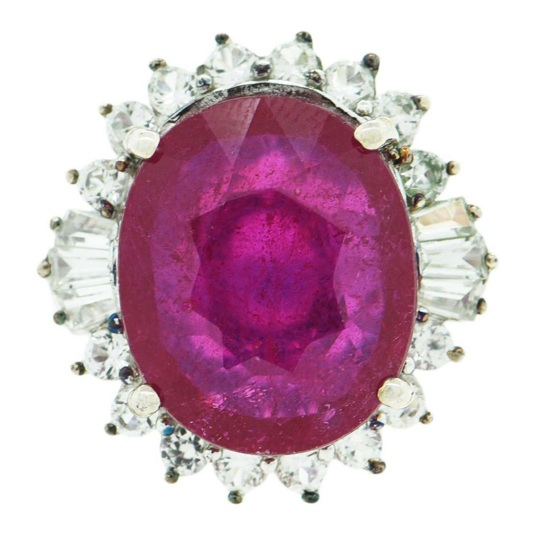 7.41ct Ruby and 1.15ctw White Sapphire Ring (1 of 5)