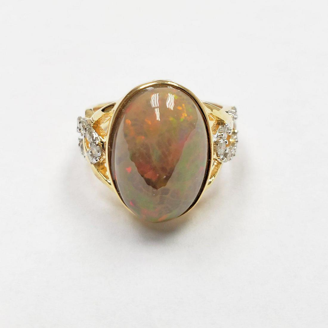 5.34ct Opal and 0.48ctw Diamond Silver Ring (1 of 4)