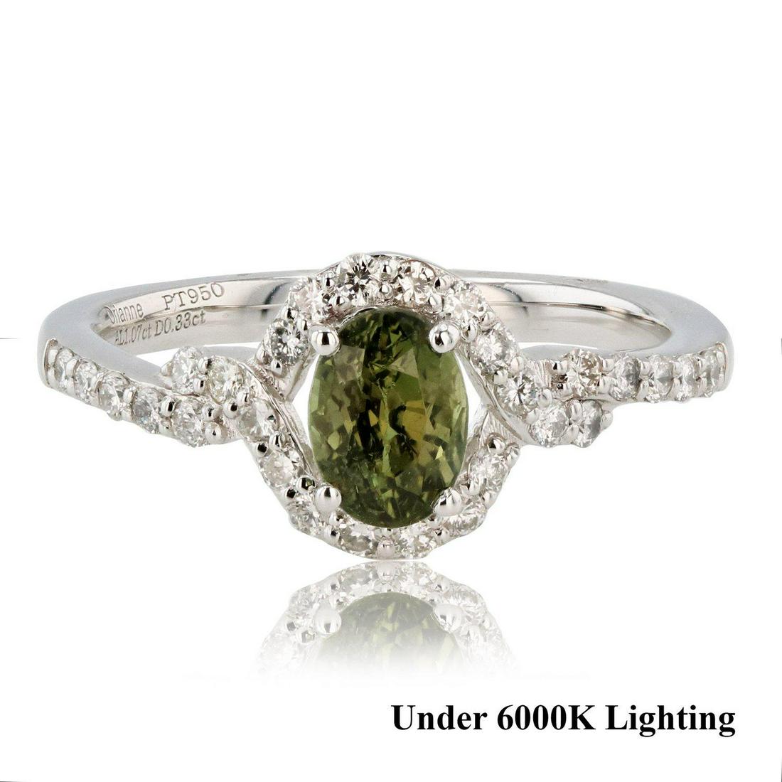 1.07ct Alexandrite and 0.33ctw Diamond Platinum Ring (GIA CERTIFIED) (1 of 6)