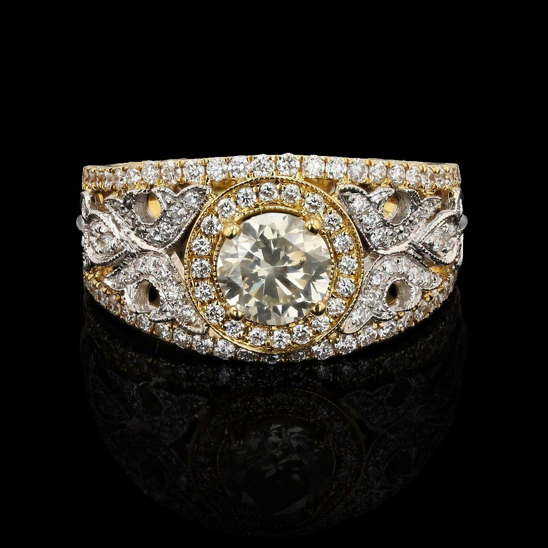 0.83ct SI3 CLARITY CENTER Diamond 18K Yellow Gold Ring (1.47ctw Diamonds) (1 of 4)