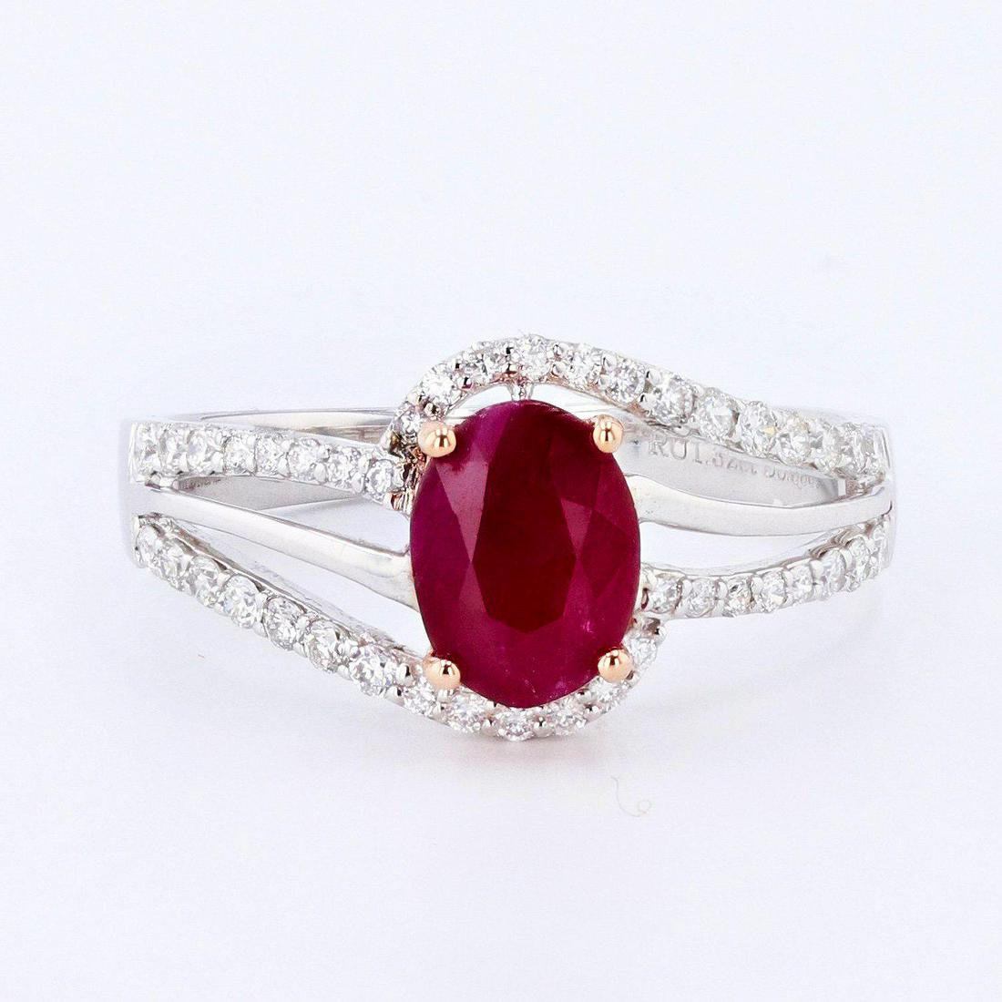 1.32ct Ruby and 0.33ctw Diamond 18K White and Rose Gold Ring (GIA CERTIFIED) (1 of 4)