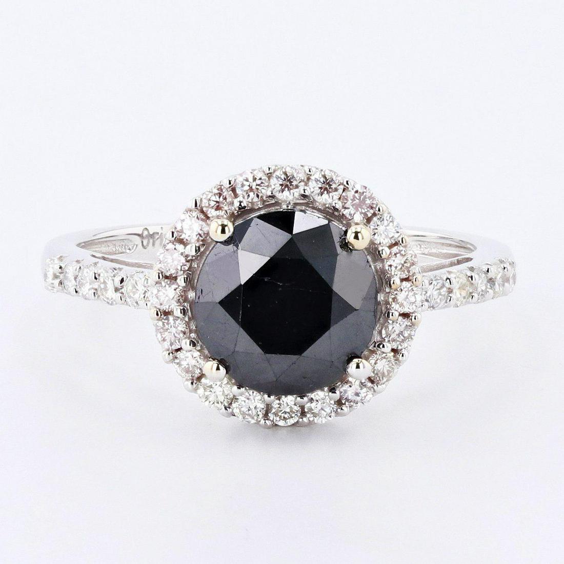 2.58ct Black CENTER Diamond 18K White Gold Ring (2.98ctw Diamonds) (1 of 4)