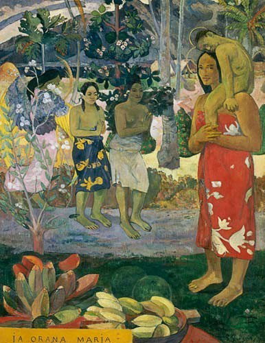Paul Gauguin ""La Orana Maria"" Giclee: La Orana Maria (Hail Mary) painting (1891) by Paul Gauguin at Metropolitan Museum of Art. New York, NY.