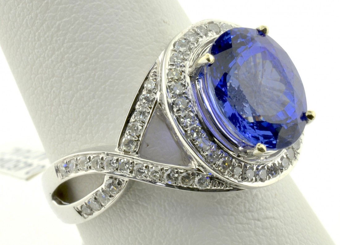 Tanzanite and Diamond Ring Appraised Value: $11,990: 14K white gold ring with 0.45 cts of diamonds and 3.44 ct Tanzanite