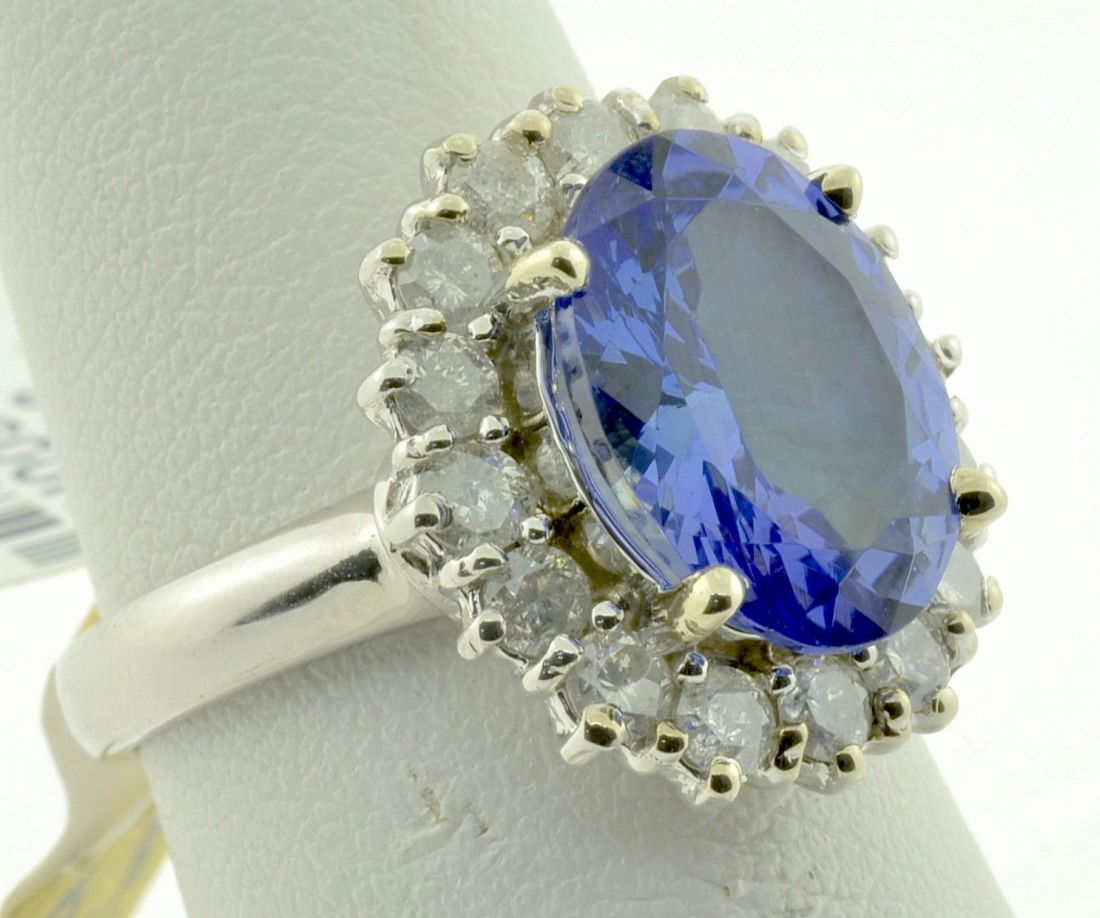 Tanzanite and Diamond Ring Appraised Value: $12,025: 14K white gold ring with 0.90 cts of diamonds and 3.82 ct tanzanite