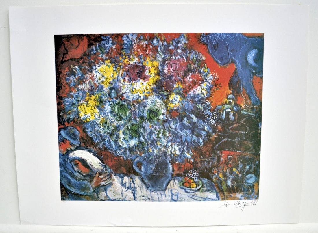 Marc Chagall's "Bouquet De Fleur Et Amants" Art: Marc Chagall's "Bouquet De Fleur Et Amants" Art Limited Edition