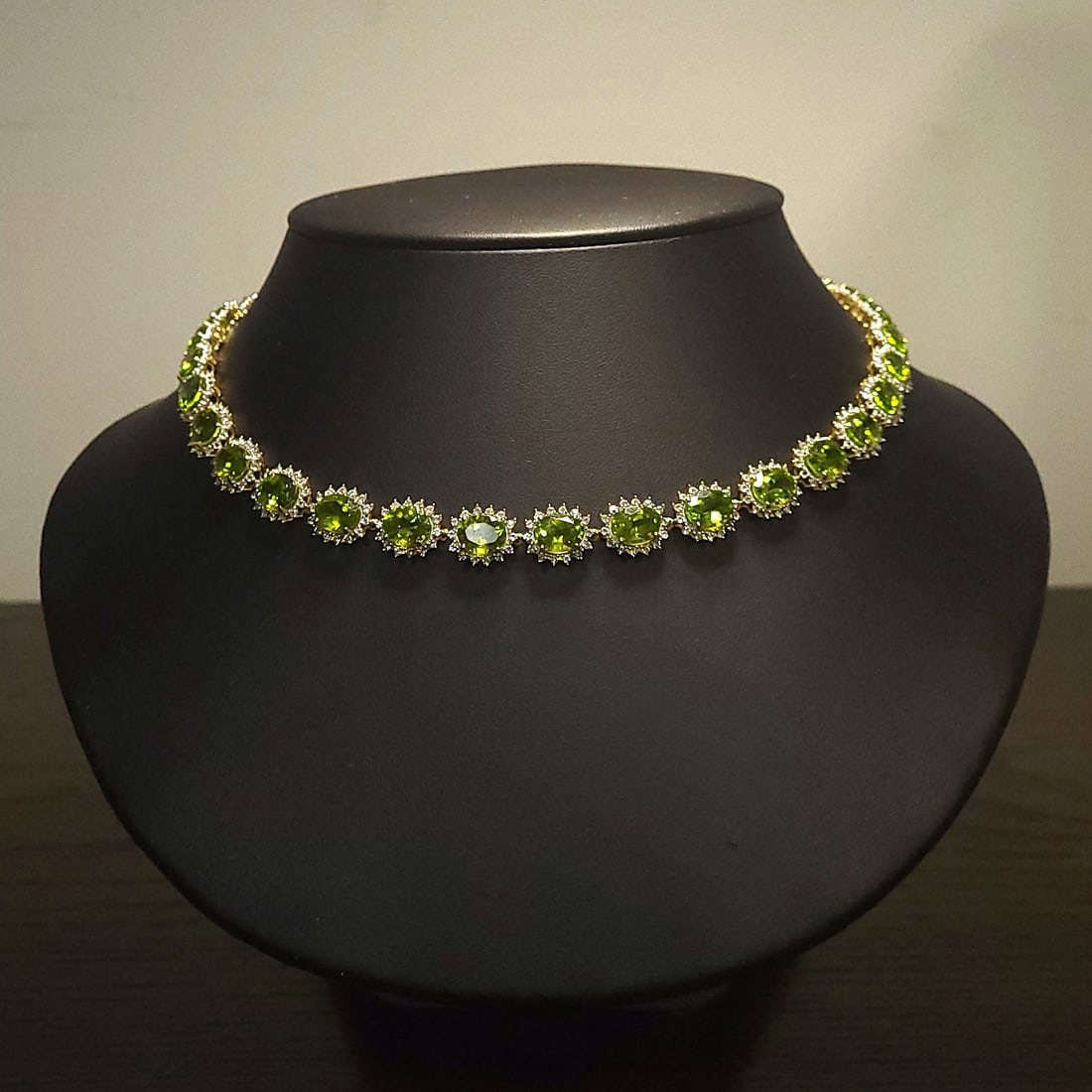 58.38ctw Peridot and 7.22ctw Topaz 925 Silver with Yellow Gold Overlay Necklace (1 of 4)
