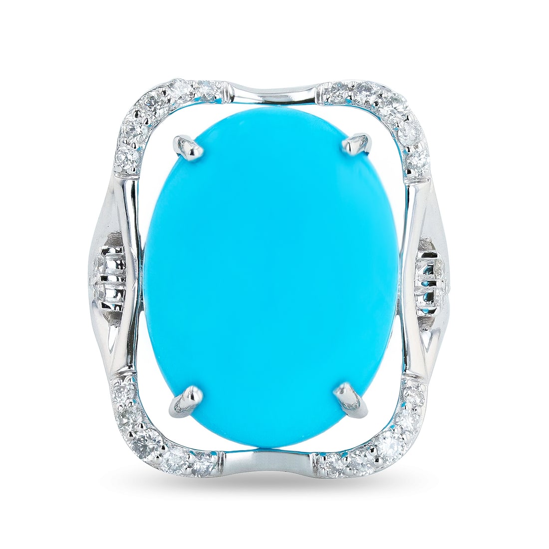 11.32ct Turquoise and 0.48ctw Diamond 14K White Gold Ring (1 of 4)