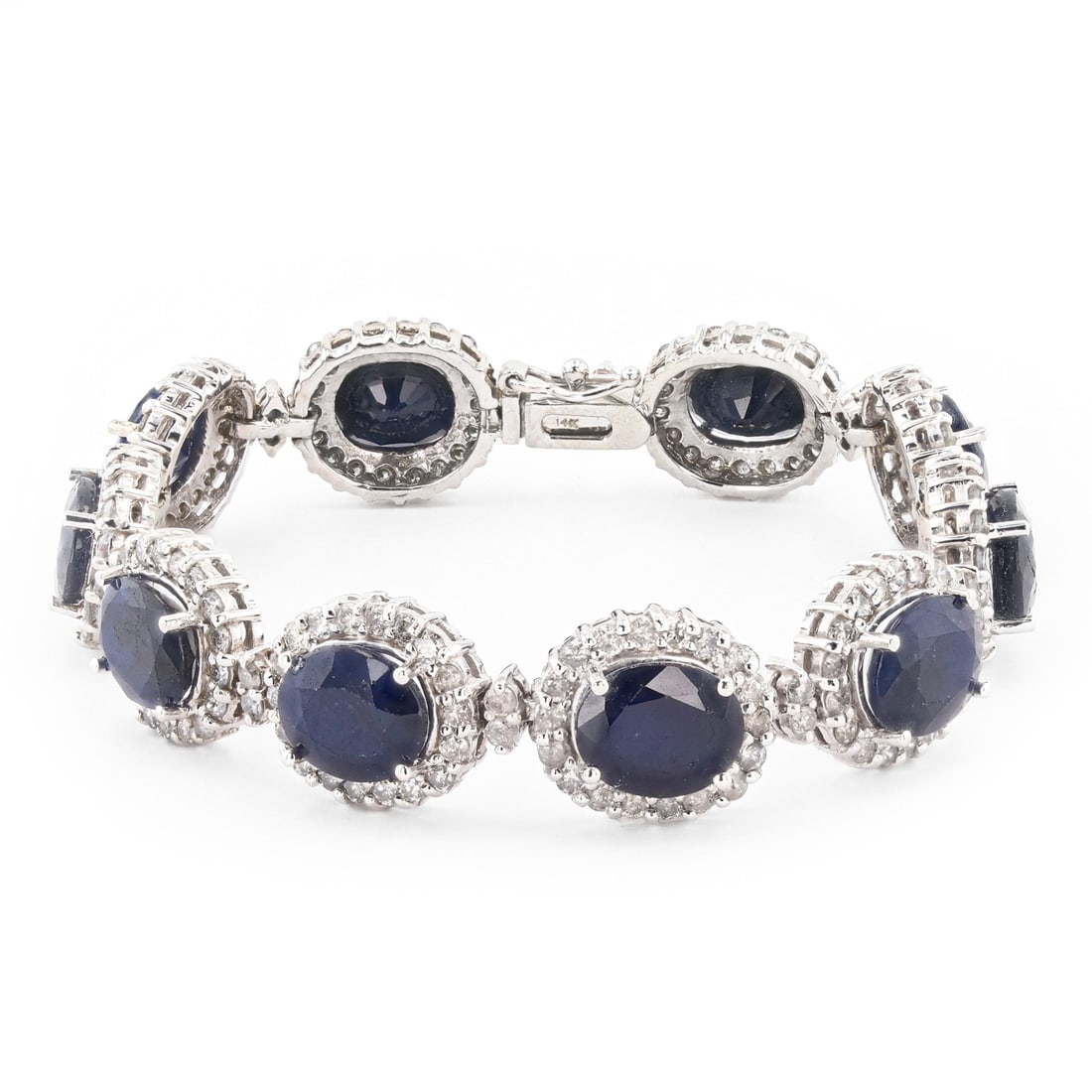 29.35ctw Blue Sapphire and 5.63ctw Diamond 14K White Gold Bracelet (1 of 4)