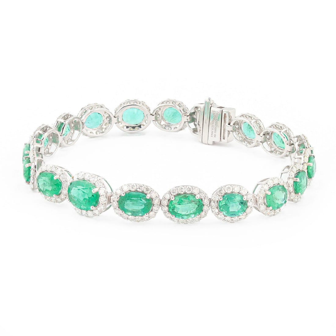 12.53ctw Emerald and 3.80ctw Diamond 18K White Gold Bracelet (1 of 4)