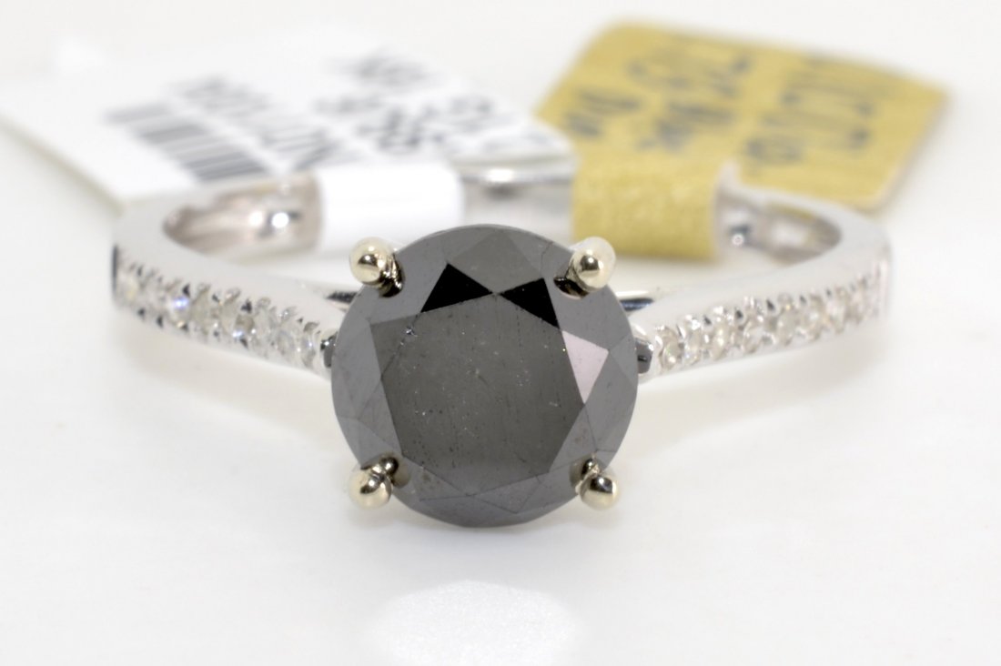 Black & White Diamond Ring Appraised Value: $4,112: 18K white gold ring with 1.83 ct of black and white diamonds K99J6