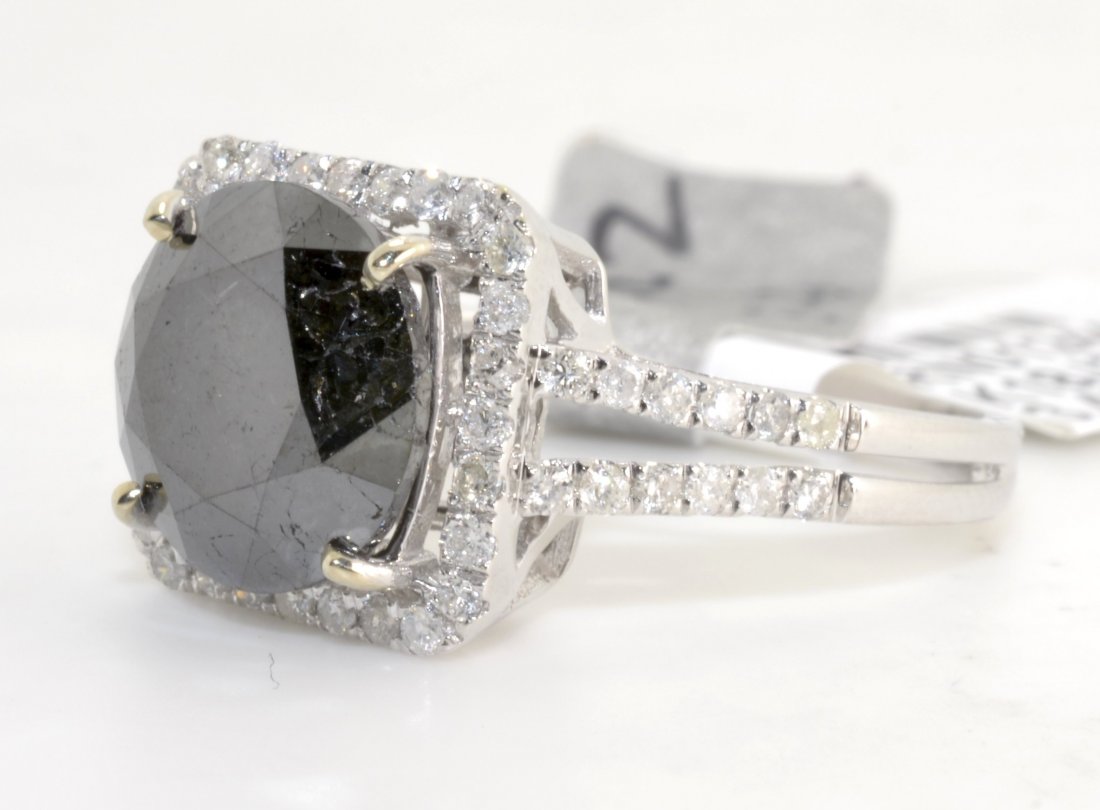 Black & White Diamond Ring Appraised Value: $3,375: 14K white gold ring with 4.23 ct of black and white diamonds *3.84 ct CENTER DIAMOND* K18J22
