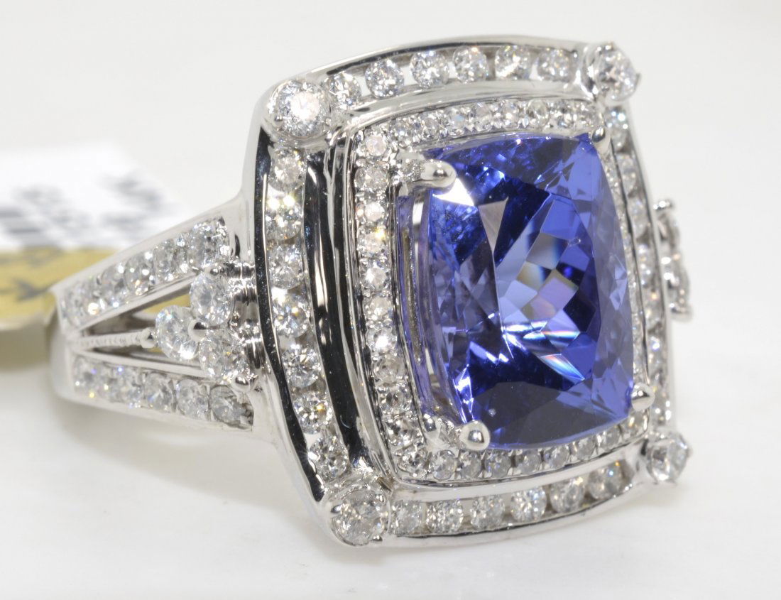 Tanzanite & Diamond Ring Appraised Value: $17,750: 14K white gold ring with 1.22 t of diamonds and 4.96 ct tanzanite (CENTER STONE) K78J18