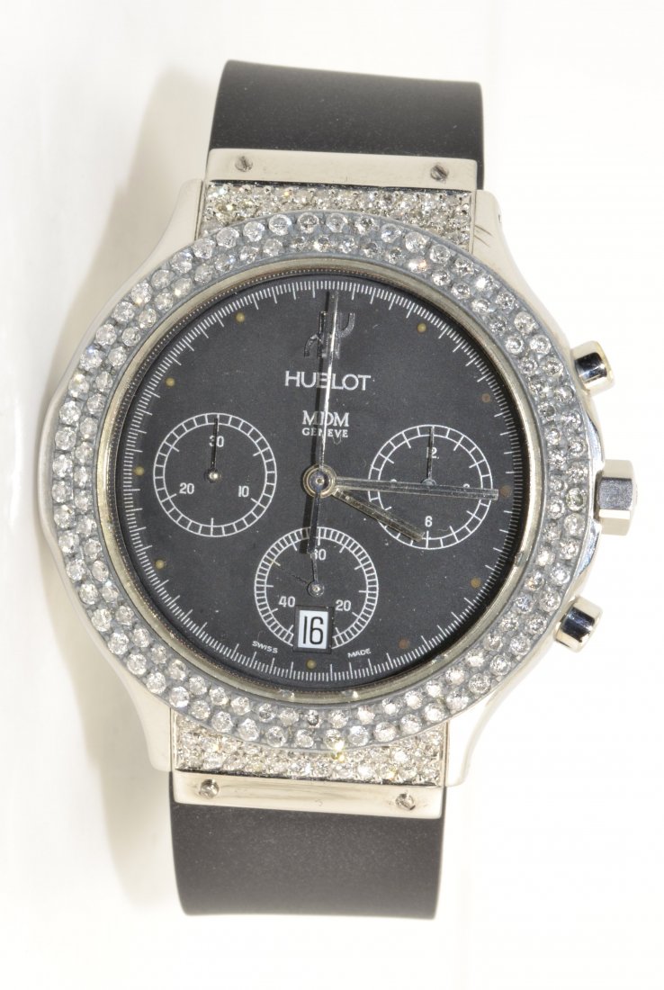 Hublot Diamond Wristwatch Appraised Value: $6,750: Hublot ladies MDM wristwatch with 1.25 ct of diamonds K28J11