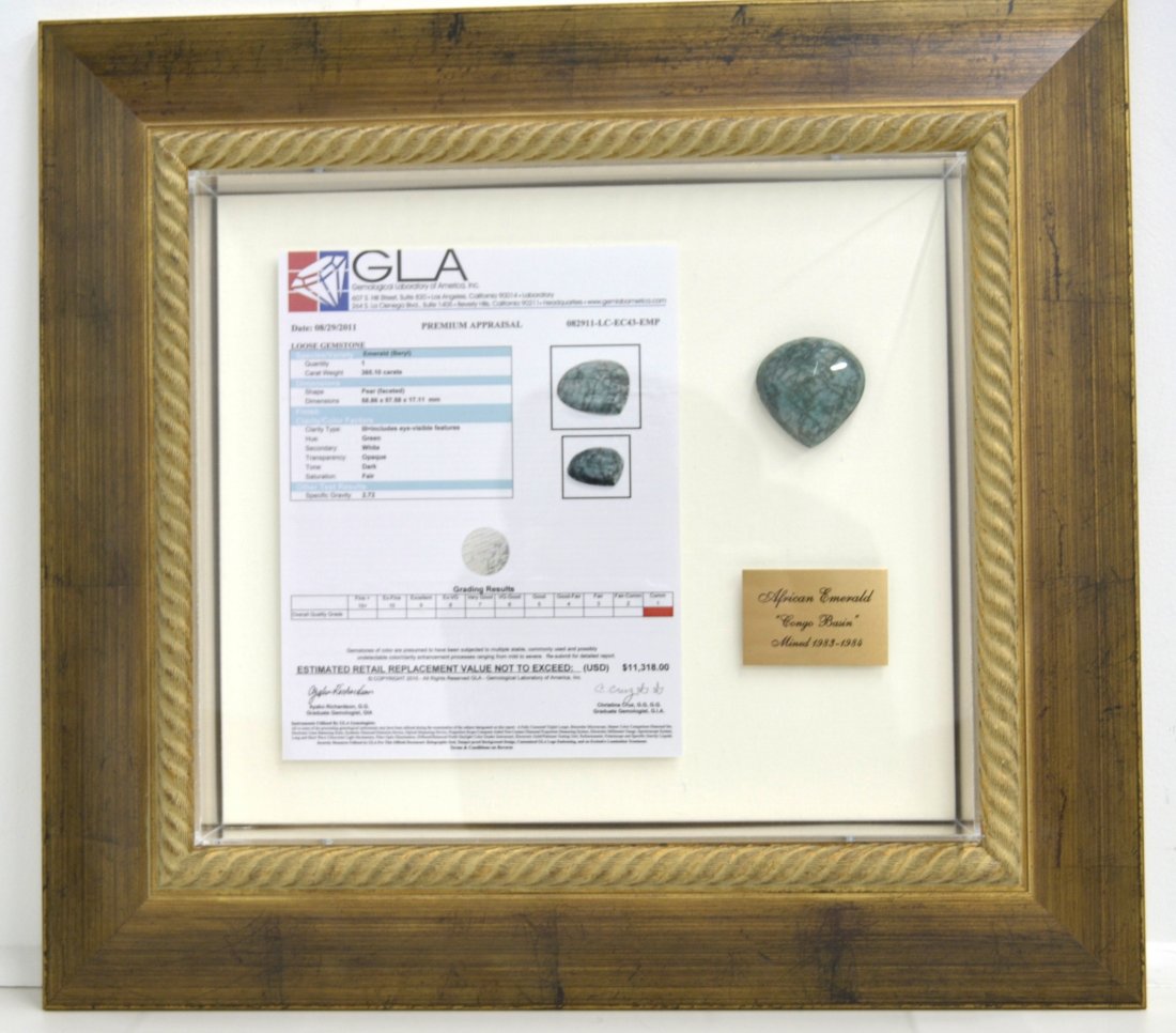 365.10 ct Emerald Beryl (FRAMED) AV: $11,318: 365.10 ct Emerald Beryl (FRAMED) K61J1