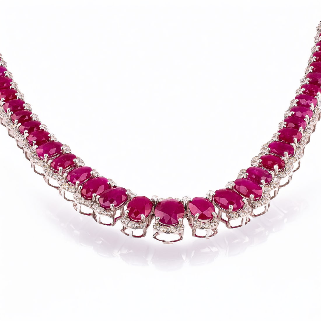 53.07ctw BURMESE Ruby and 5.19ctw Diamond Platinum Necklace (GIA CERTIFIED) (1 of 5)