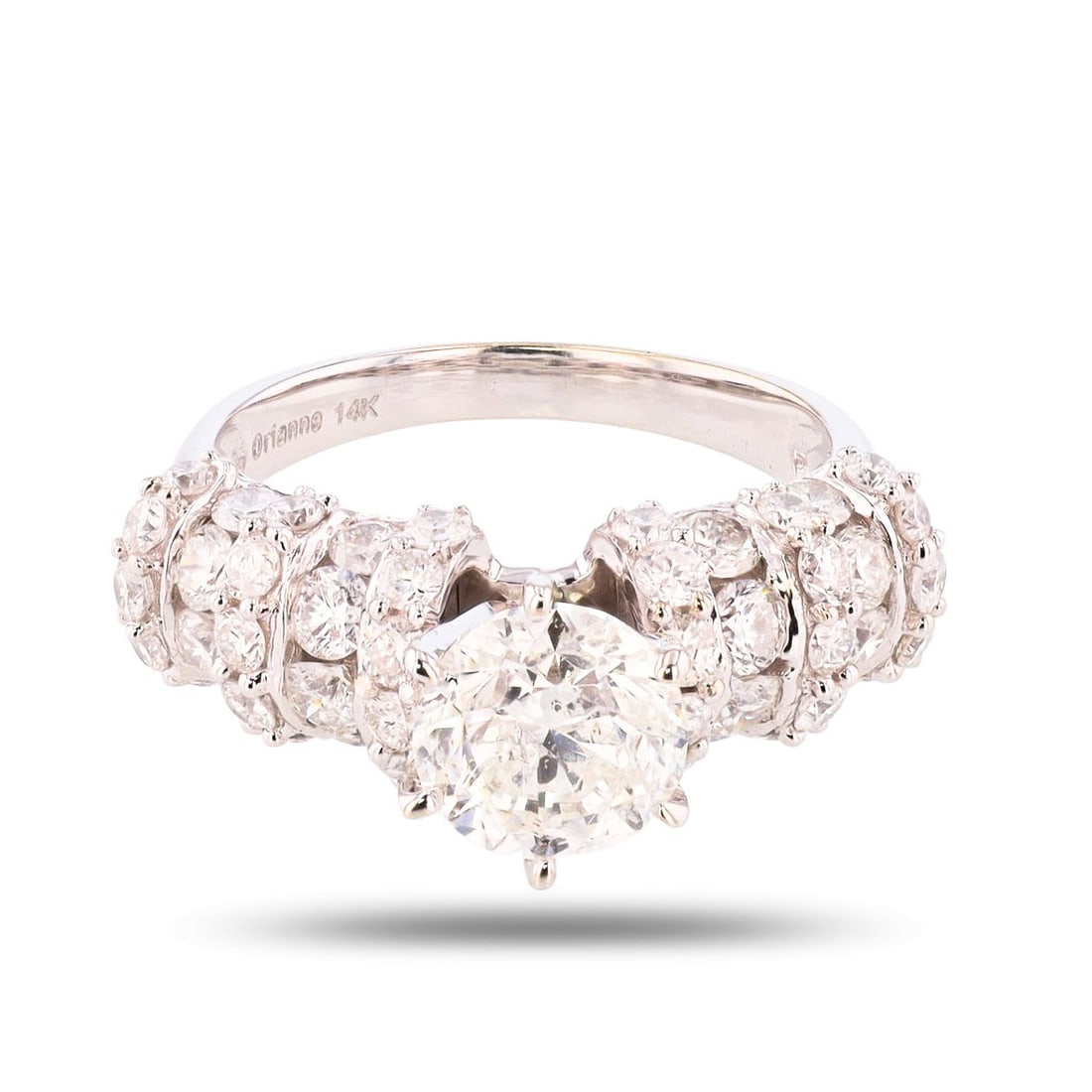 2.00ct G COLOR I1 CLARITY CENTER Diamond 14K White Gold Ring (3.93ctw Diamonds) (1 of 5)