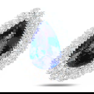 11.17ct Tanzanite and 2.21ctw Diamond Platinum Ring (GIA CERTIFIED): Platinum (PLAT) natural tanzanite zoisite and diamond ring. A pear brilliant cut natural tanzanite zoisite gemstone is mounted in the center of the ring. Round brilliant cut diamonds accent the ring a