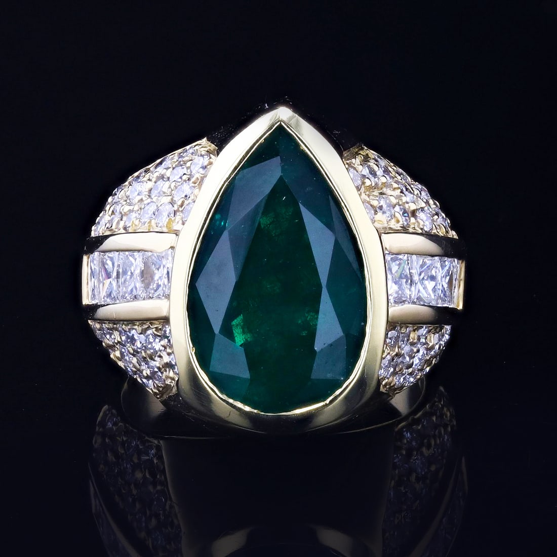 5.52ct Emerald and 2.25ctw Diamond 18K Yellow Gold Ring (GIA CERTIFIED) (1 of 4)