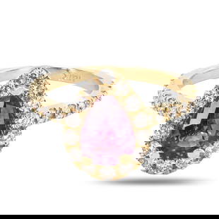 1.60ct Purple Pink Sapphire and 0.70ctw Diamond 14K Yellow Gold Ring (GIA CERTIFIED): One polished. stamped. and tested 14K yellow gold ring with a bright finish. The ring is mounted with: 1 genuine GIA certified sapphire center stone weighing 1.60 carats, and 30 genuine round diamonds