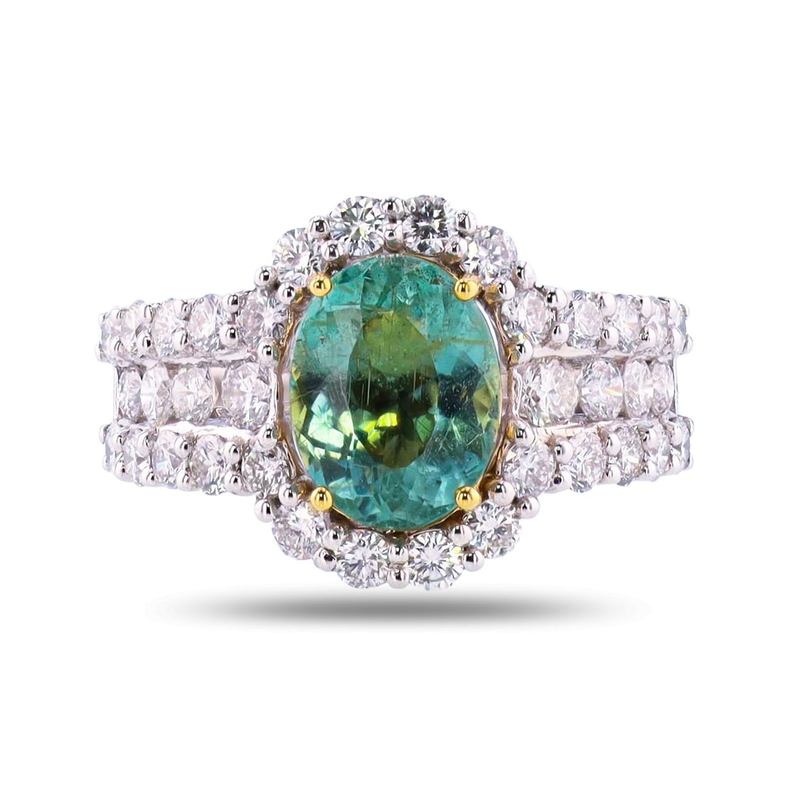 2.68ct Paraiba Tourmaline and 1.77ctw Diamond Platinum and 18K Yellow Gold Ring (GIA CERTIFIED) (1 of 5)