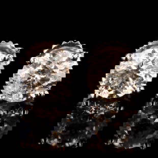 3.00ctw Diamond 18K White Gold Stud Earrings: Eighteen karat (18K) white gold round brilliant cut diamond earrings. Two (2) round brilliant cut diamonds are mounted in the center of the earrings. The earrings have a gross weight of 2.9 Grams.NATU