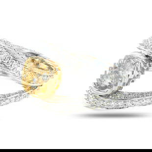 3.55ct UNHEATED Yellow Sapphire and 2.35ctw Diamond 18K White and Yellow Gold Ring (GIA CERTIFIED): One polished, stamped, and tested 18K white and yellow gold ring marked Alex Kauffman. The ring is mounted with: 1 genuine GIA certified unheated sapphire center stone weighing approximately 3.55 cara