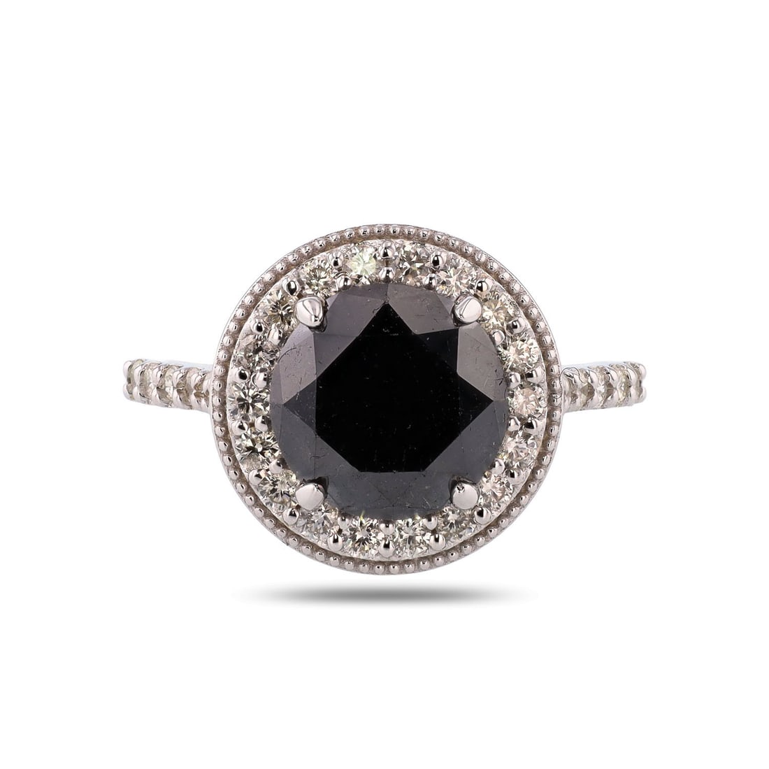 3.29ct Fancy Black CENTER Diamond 14K White Gold Ring (3.97ctw Diamonds) (1 of 4)
