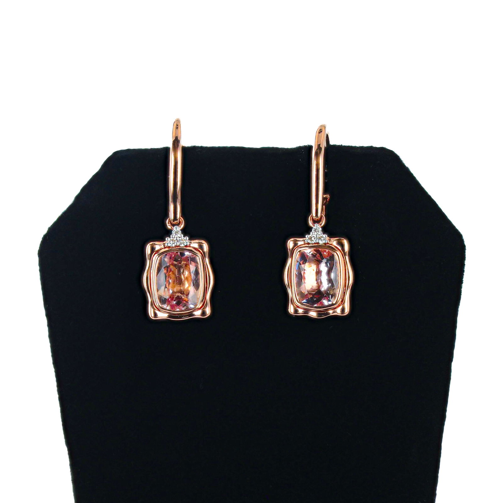 3.80ctw Morganite and 0.06ctw Diamond 14K Rose and White Gold Earrings (1 of 4)