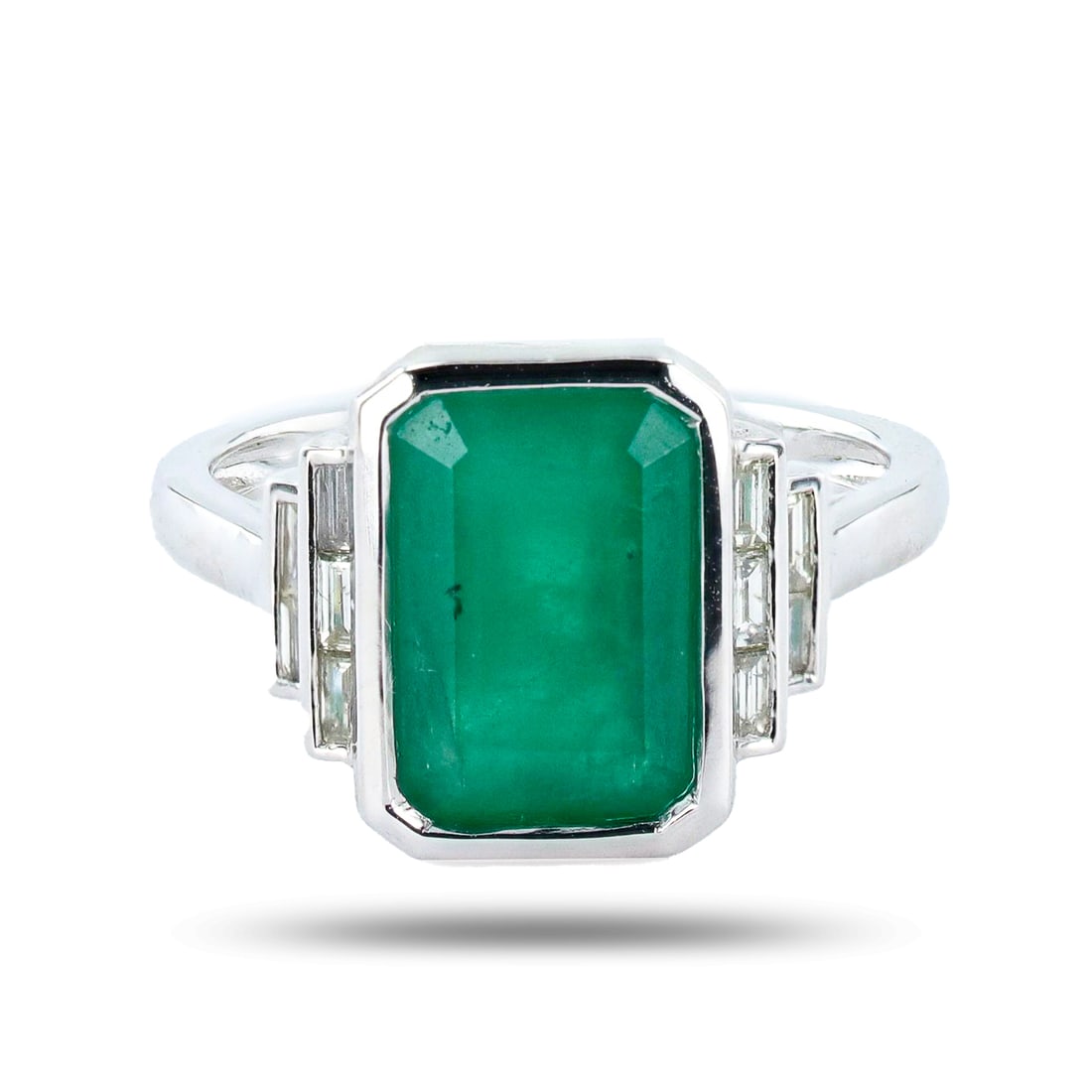3.89ct Emerald and 0.23ctw Diamond Platinum Ring (1 of 4)