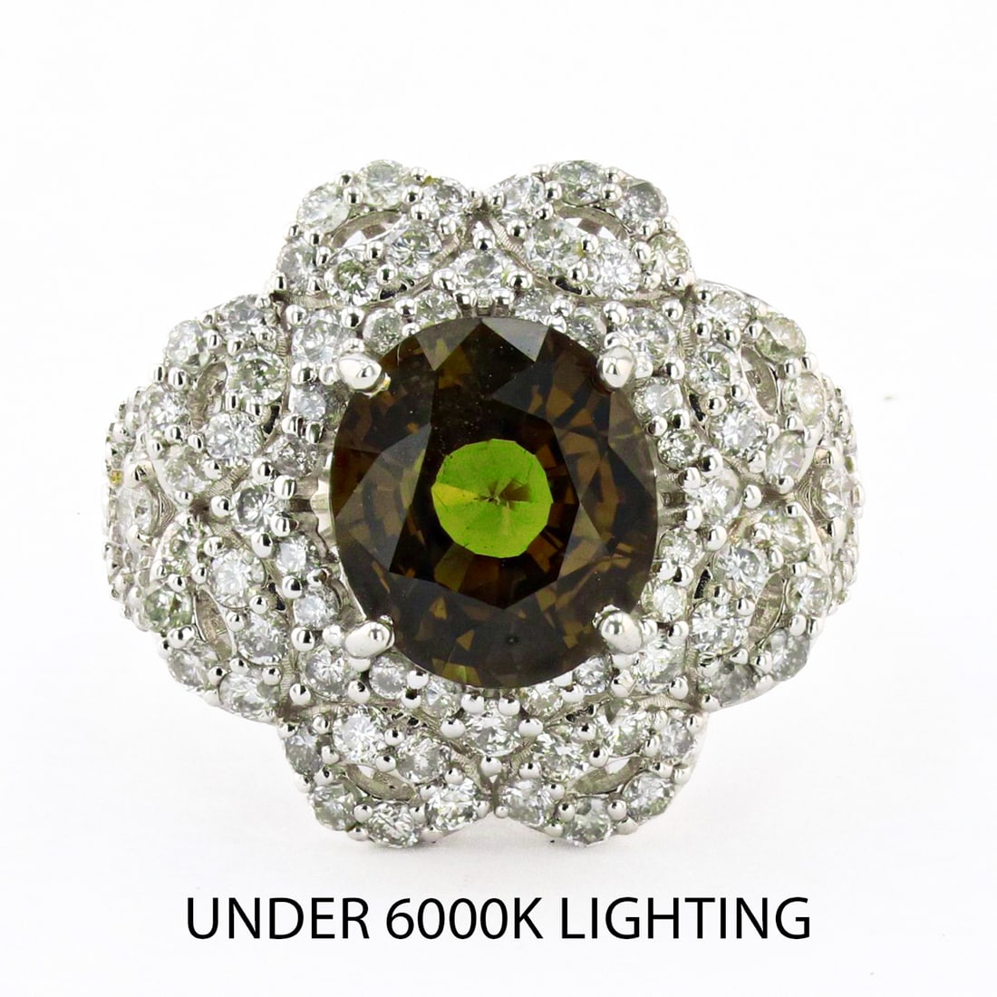 4.49ct Alexandrite and 1.43ctw Diamond 18K White Gold Ring (GIA CERTIFIED) (1 of 5)